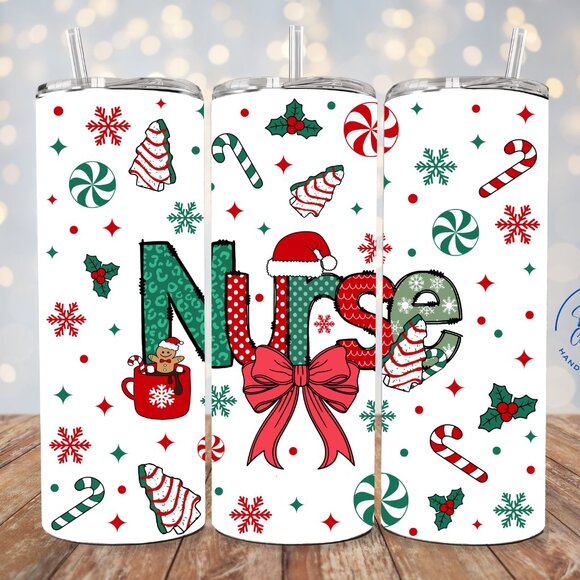 Christmas Nurse Tumbler, Holiday Medical Worker Gift Christmas Gift Idea - Picture 1 of 7